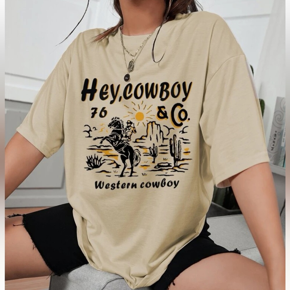 SHEIN “Hey, Cowboy” Short Sleeve T-shirt